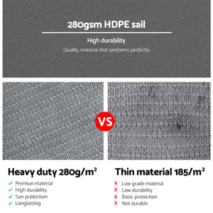 Shade Sail | 5x5x5m | Triangle | 280GSM | 98% | Grey Shade Cloth