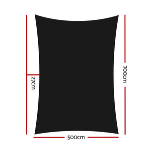 Shade Sail | 5x7m | Rectangle | 280GSM | 98% | Black Shade Cloth