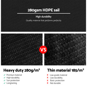 Shade Sail | 6x8m | Rectangle | 280GSM | 98% | Black Shade Cloth