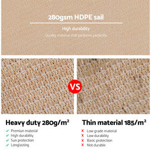 Shade Sail | 6x8m | Rectangle | 280GSM | 98% | Sand Shade Cloth