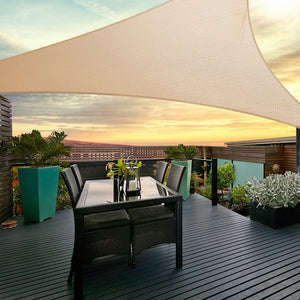 Instahut Shade Sail | 5x5x5m Triangle | 185GSM 95% | Sand Shade Cloth