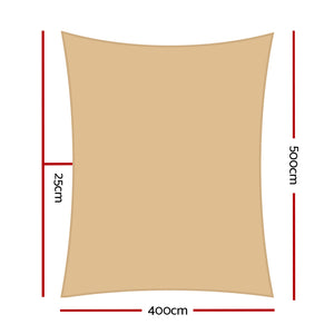 Waterproof Shade Sail | 4x5m | Rectangle | Sand | 95% Shade Cloth