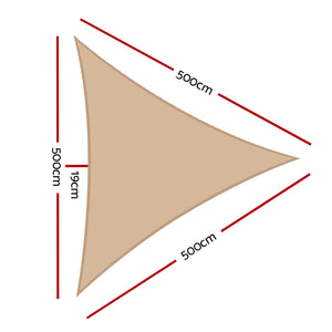 Waterproof Shade Sail | 5x5x5m | Rectangle | Sand | 95% Shade Cloth