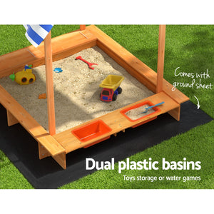 Sandpit | Wooden Sandbox | Canopy Water Basin | Toys 146CM