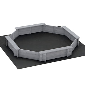 Kids Wooden Sandpit | Round 182cm | Bench Seat & Cover | Outdoor Play | Grey