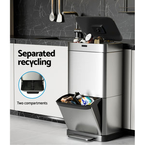 Devanti Motion Sensor Bin | 70L | Pedal Bin | Automatic | Silver