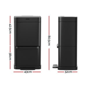 Devanti Motion Sensor Bin | 70L | Pedal Bin | Automatic | Black