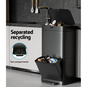 Devanti Motion Sensor Bin | 70L | Pedal Bin | Automatic | Black