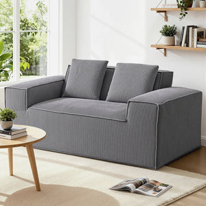 2 Seater Sofa Loveseat | Corduroy | No Assembly | Compact Apartment Couch
