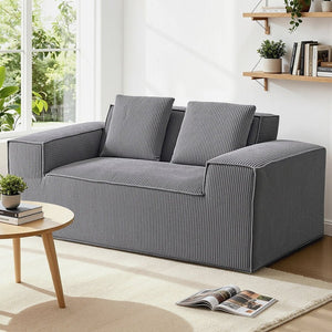 2 Seater Sofa Loveseat | Corduroy | No Assembly | Compact Apartment Couch