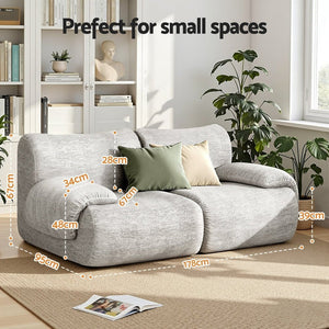 2 Seater Modular Sofa | Sectional Couch Bed | No Assembly | Grey