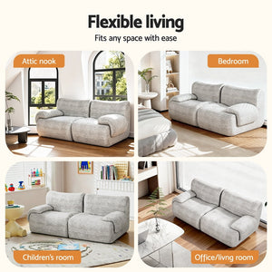 2 Seater Modular Sofa | Sectional Couch Bed | No Assembly | Grey