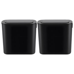 Devanti Automatic Trash Bin 2PCS with Lid 11L Motion Sensor Kitchen Bin Touchless Garbage Can Modern Black Plastic Slim Rubbish Bin with Liner Holder for Kitchen, Home, Office