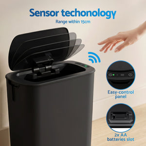 Motion Sensor Rubbish Bins | 2 Pack | 11L Touchless Kitchen Bins | Black