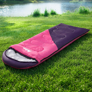 Single Sleeping Bag 213cm | Thermal Camping & Hiking | Pink