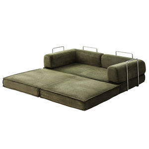 Folding Sofa Bed | Convertible Lounge Chair | Green Fabric