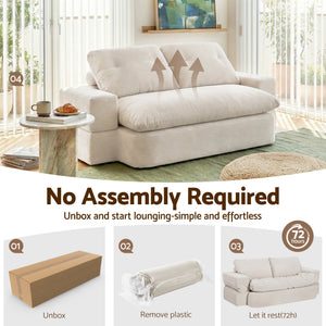Folding Sofa Bed | High Density Foam | Corduroy Sleeper Couch | Beige
