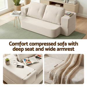 Folding Sofa Bed | High Density Foam | Corduroy Sleeper Couch | Beige