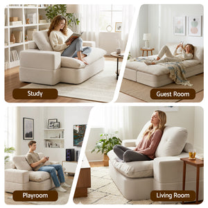 Folding Sofa Bed | High Density Foam | Corduroy Sleeper Couch | Beige