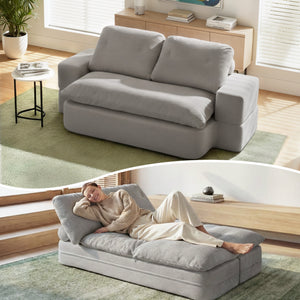 Folding Sofa Bed | High Density Foam | Corduroy Sleeper Couch | Grey