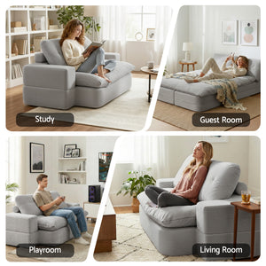 Folding Sofa Bed | High Density Foam | Corduroy Sleeper Couch | Grey