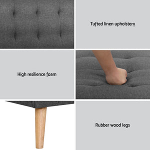Artiss 2x Sofa Bed Couch | Single Seater | Fabric | Grey
