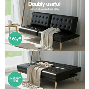 Sofa Bed | 2 Seater | Fabric Couch | Black