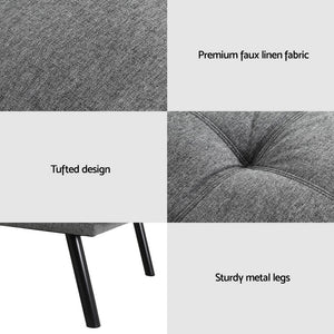 Artiss Sofa Bed | 3-Seater Convertible Couch | Recliner Lounge | Fabric | Grey