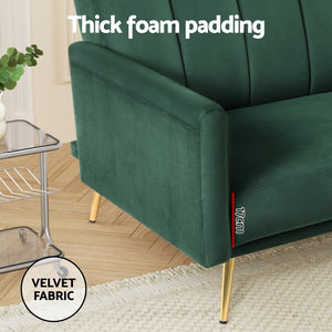 Artiss Sofa Bed | 3 Seater Couch | Convertible with Adjustable Arms | Velvet