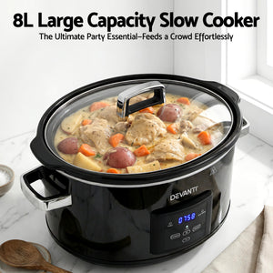 8L Slow Cooker | 3 Heat Settings | Keep Warm Function