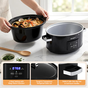 8L Slow Cooker | 3 Heat Settings | Keep Warm Function