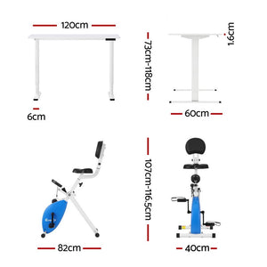 Folding X-Bike Desk Bundle | 120cm Auto Standing Desk | Magnetic | White
