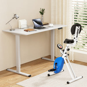 Folding X-Bike Desk Bundle | 120cm Auto Standing Desk | Magnetic | White