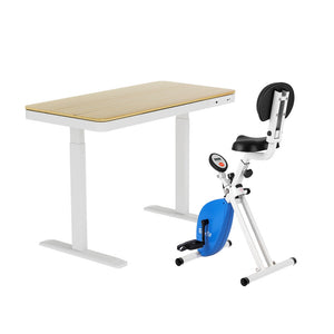 Under Desk X-Bike + Standing Desk Set | 120cm Desk | Magnetic Resistance | Oak