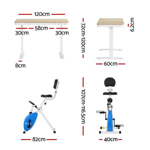 Under Desk X-Bike + Standing Desk Set | 120cm Desk | Magnetic Resistance | Oak