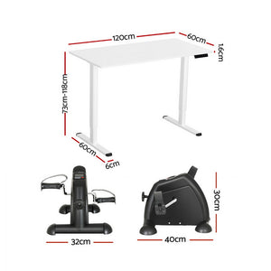 Artiss 120cm Electric Standing Desk | with Mini Pedal Exercise Bike | Home Office