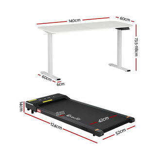 Walking Pad Treadmill + Standing Desk | 140cm Desk | 400mm Width