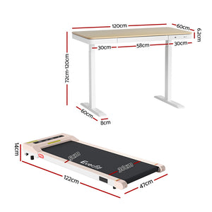 Electric Treadmill + Standing Desk Bundle | 120cm Desk | Walking Pad | 360mm Width