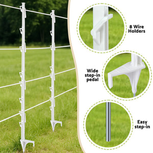 Electric Fence Posts | 20pc Poly White Posts | Farm & Garden Use