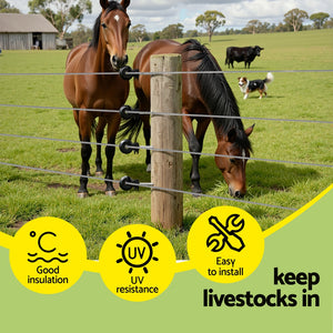 Electric Fence Ring Insulators | 100pcs | Screw-In Stand Off | Black