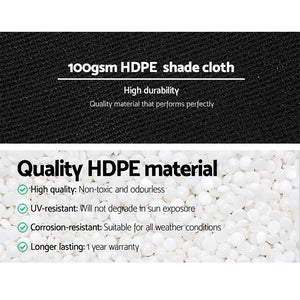 50% Shade Cloth | 3.66x20m | Shadecloth | Sail | Heavy Duty | Black