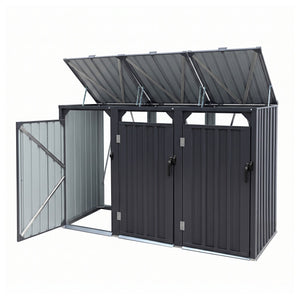 Wheelie Bin Shed | Triple Bin Steel Garden Enclosure | Grey