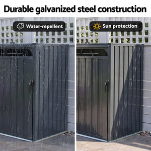 Wheelie Bin Shed | Triple Bin Steel Garden Enclosure | Grey