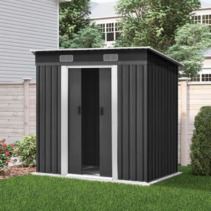Garden Shed | 1.94x1.21M | Metal Base | Outdoor Storage | Tool Steel House | Sliding Door