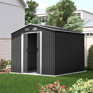 Garden Shed | 2.58x3.14M | Metal Base | Outdoor Storage Workshop | Shelter | Sliding Door
