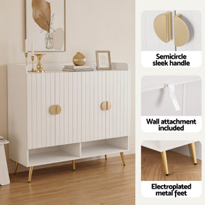 Shoe Rack Cabinet & Clothes Rack Set | Storage Shelf | White & Pine