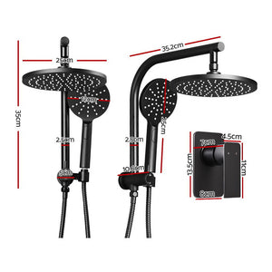 9'' Rain Shower Head Set | Handheld Round High Pressure | Mixer Tap | Black
