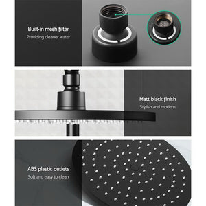 9'' Rain Shower Head Set | Handheld Round High Pressure | Twins Tap | Black