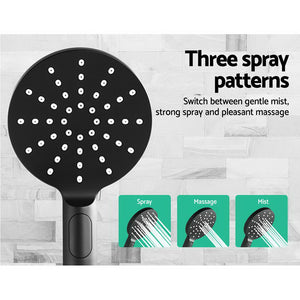 9'' Rain Shower Head Set | Handheld Round High Pressure | Twins Tap | Black