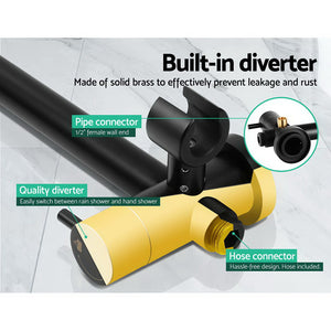 9'' Rain Shower Head Set | Handheld Round High Pressure | Twins Tap | Black